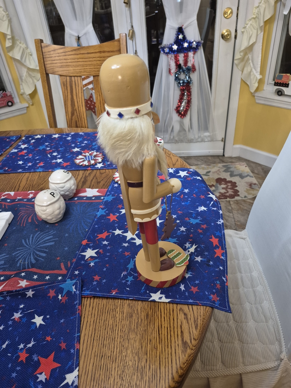 Gingerbread Man Wooden Nutcracker In Beige and Red - Picture 2 of 4